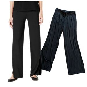 J. Jill wearever black split hem wide leg puddle jumper pants high rise women's